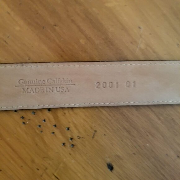 WCM New York Black Leather Belt, Mock Reptile Alligator Croc Print, Size Large - Picture 6 of 13